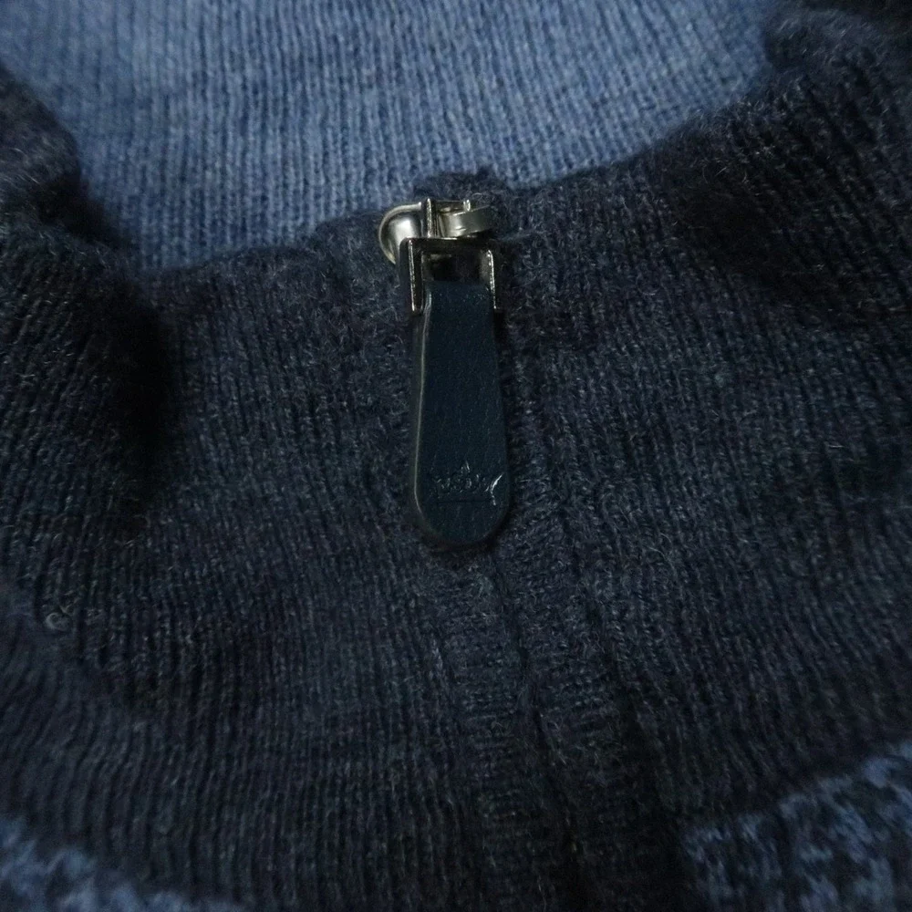 Peter Millar Sweater Men‎ Large Blue Wool Quarter Zip Merino Jumper Pullover